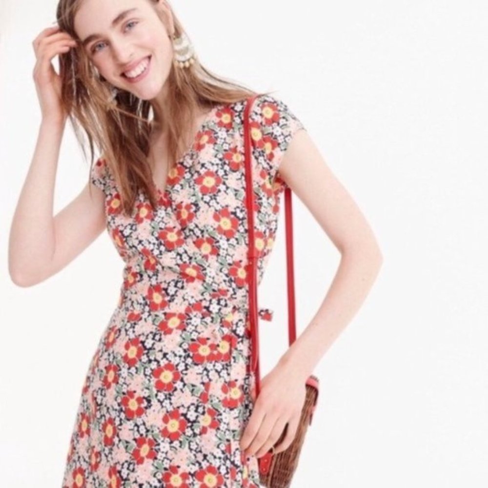 J. Crew Mercantile floral wrap midi dress
